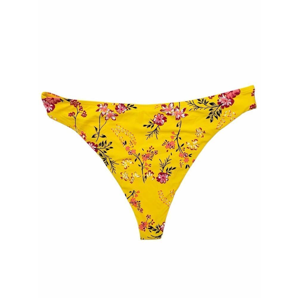 Birdsong Yellow Floral Bikini Set Underwire Halter Top 36D Bottom L - Picture 7 of 12